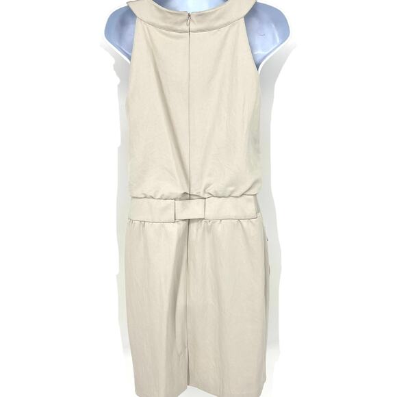 Chicos Size 0.5 (Size 6) Halter Style Champagne Dress Belted Front Tie Pockets - Picture 4 of 10